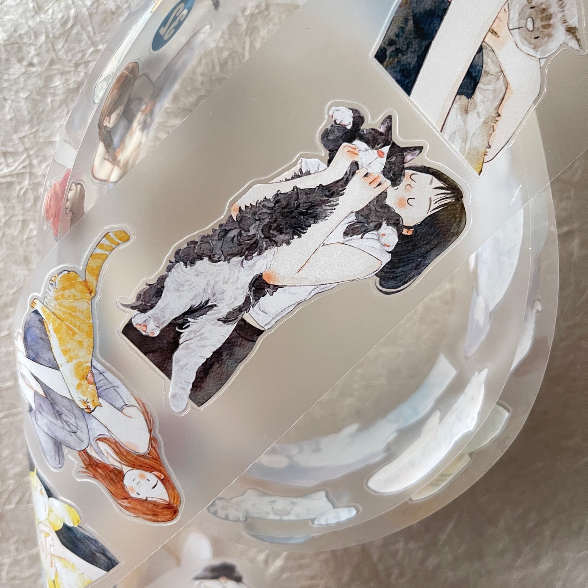 Girls and Cats PET Tape with illustrated girls and pet cats