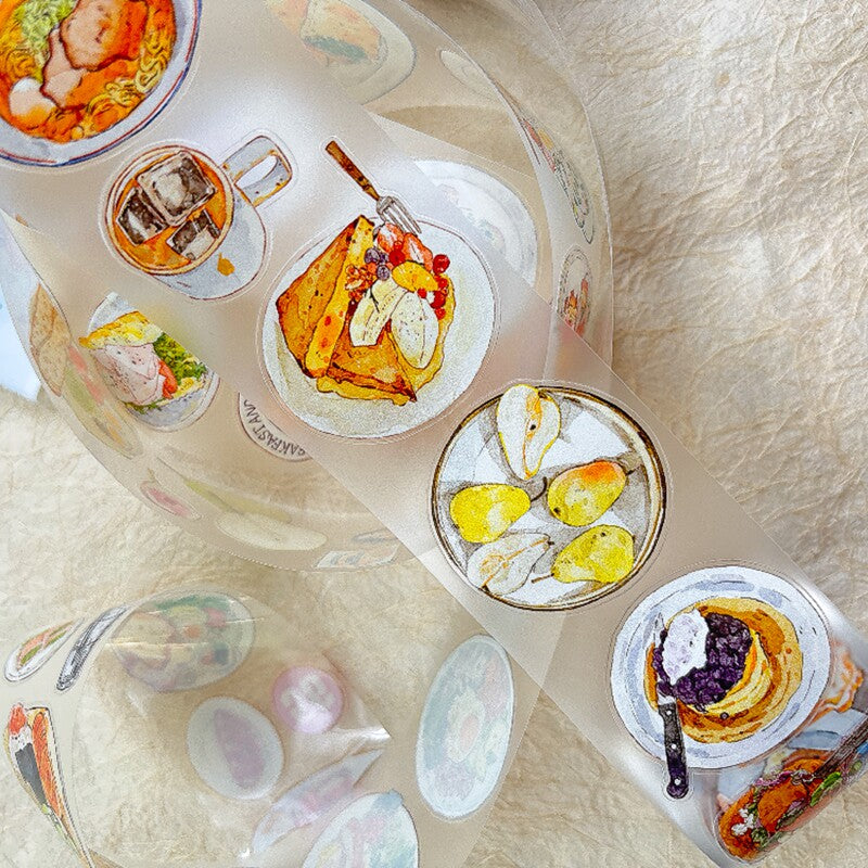 Food Moments PET Tape with illustrated food and everyday dining scenes