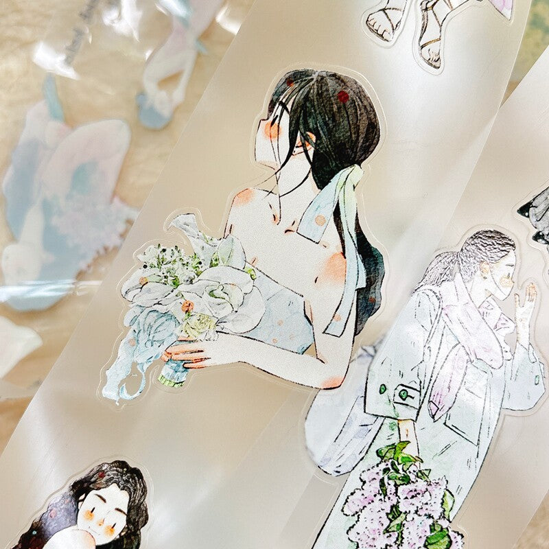 Floral Girls PET Tape with illustrated girls and flowers