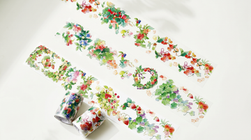 Summer fruits decorative tape with colorful fruit and garden details