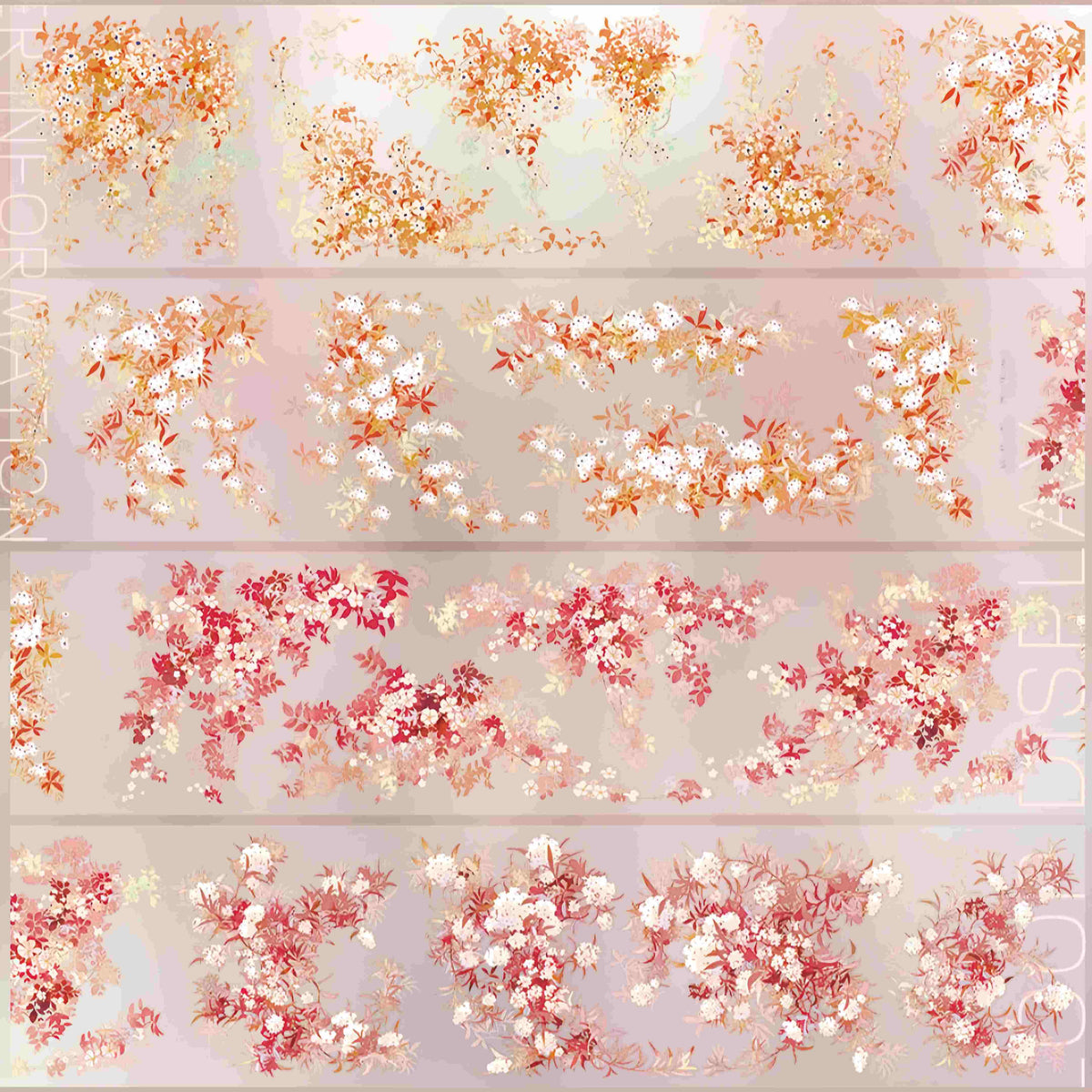 Design from the 10-piece Autumn Campus & Meadow Collection decorative tape, featuring an autumn nature motif