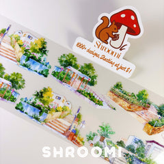 Stairway Garden PET Tape Charming Stairway Garden PET Tape | Decorative Greenery Steps Washi Tape | Aesthetic Urban Scenery Planner Tape