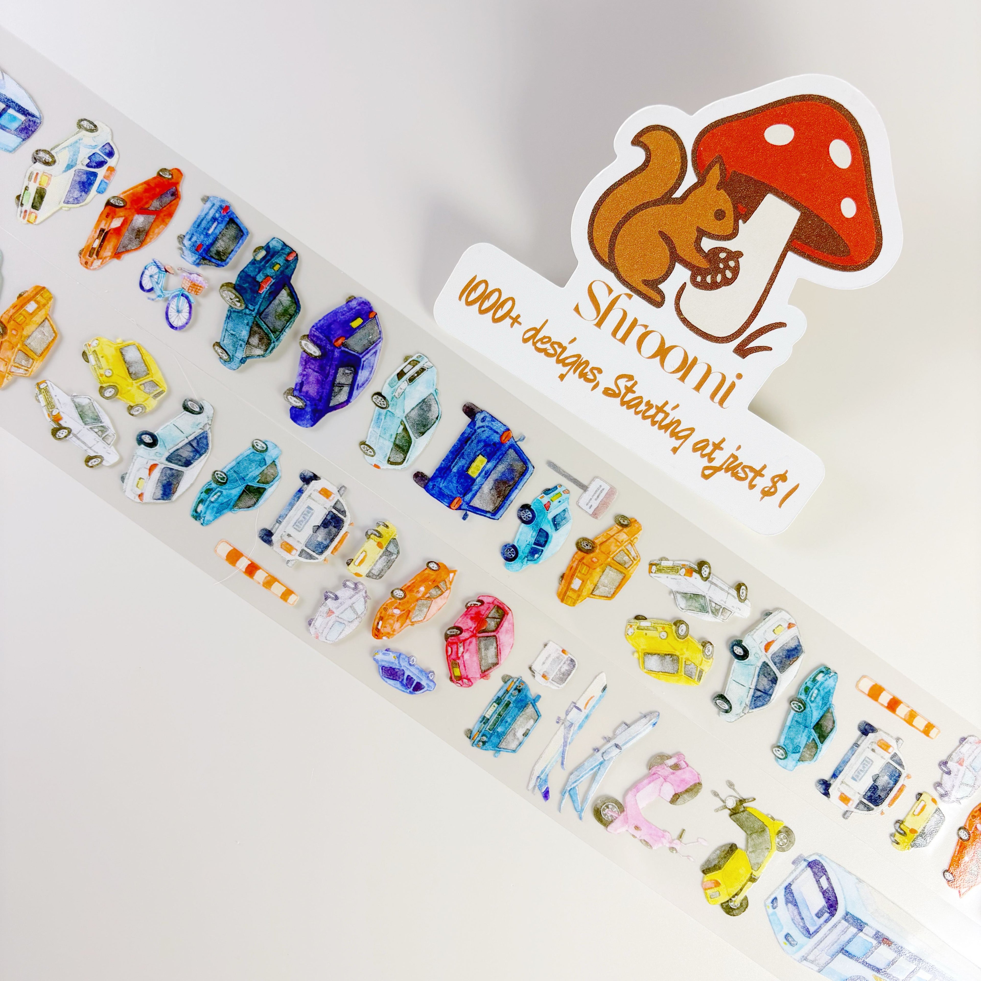 City Vehicles PET Tape City Vehicles PET Tape – Hand-drawn Car Design Tape