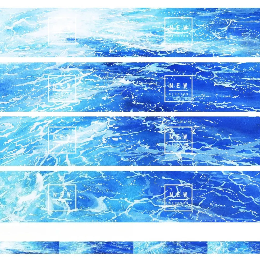 Ocean Wave Series Tape Ocean Wave Washi Tape | Blue Sea Decorative Tape for Crafts