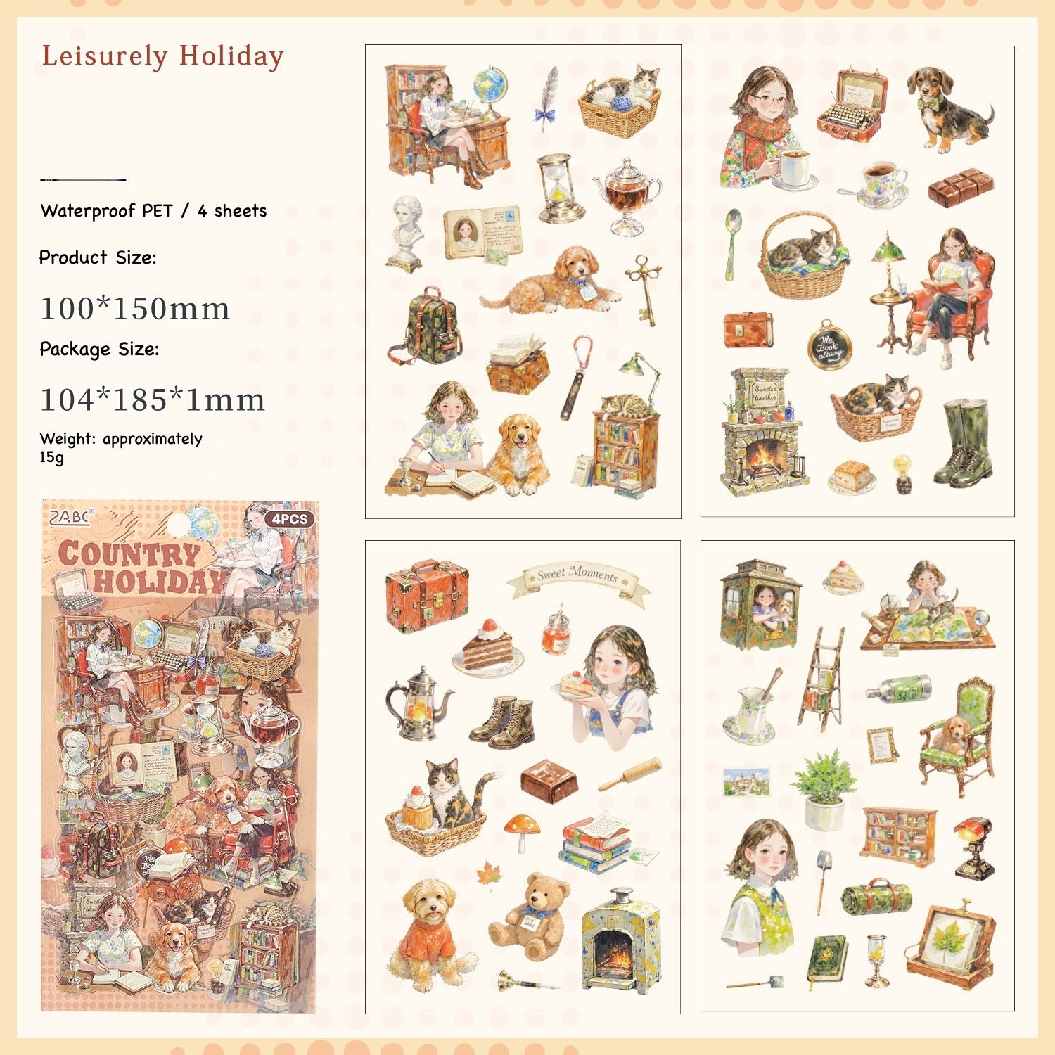 Storybook adventures sticker pack – illustrated character scenes in seasonal settings