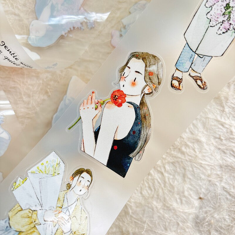 Floral Girls PET Tape with illustrated girls and flowers