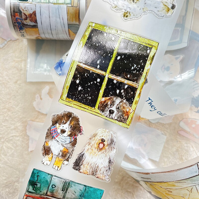 Dog-Themed PET Tape with illustrated dogs