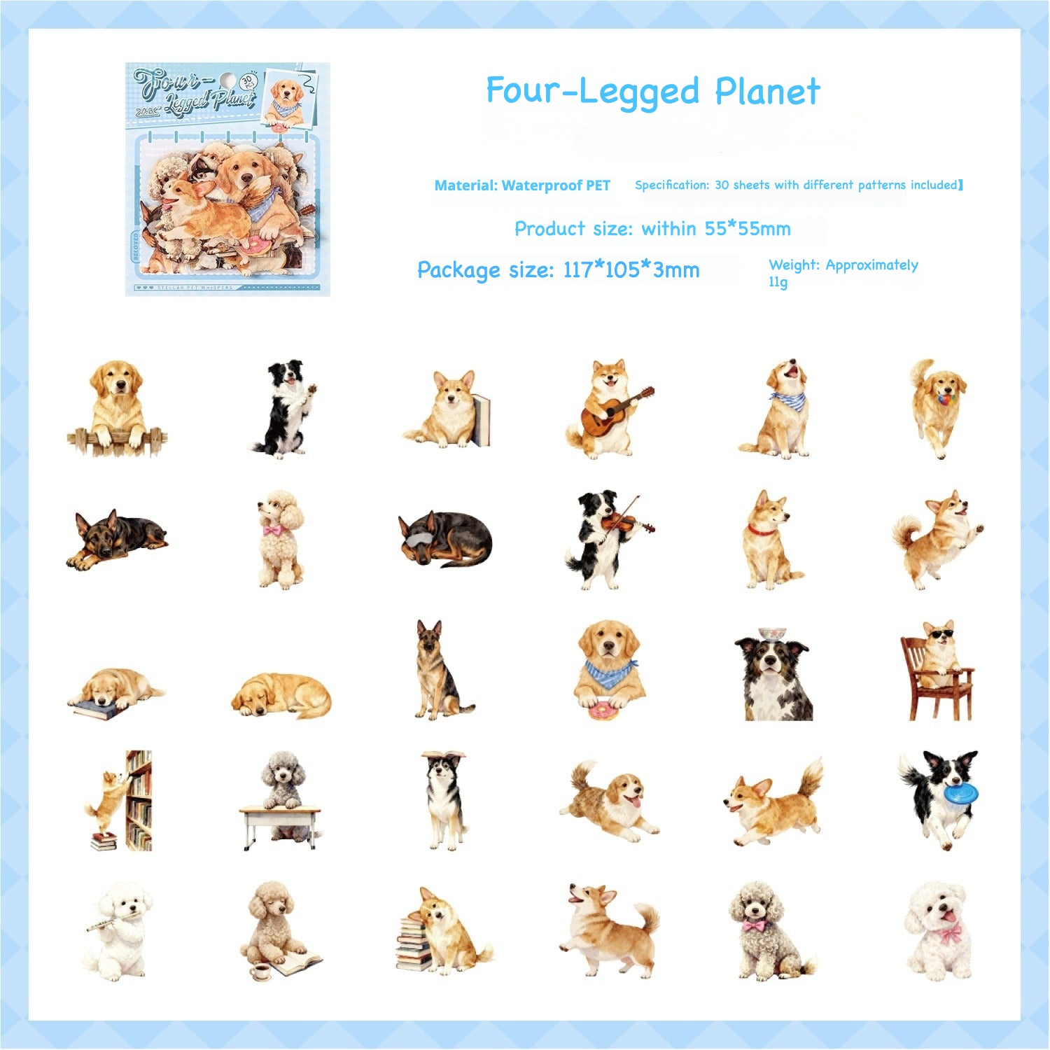 Cute animal sticker pack – kawaii illustrations of ragdoll cat, panda, penguin, bunny and bear