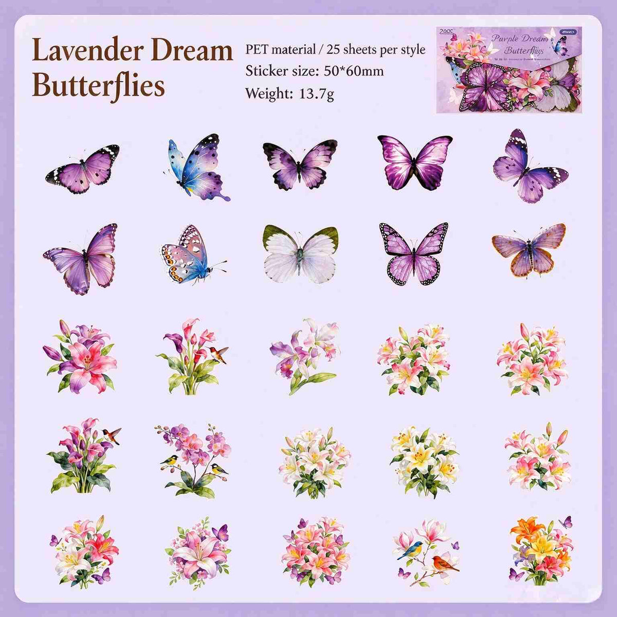 Lavender Dream Butterflies style: purple butterflies and lilies