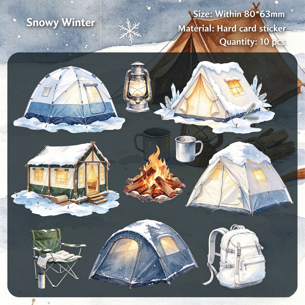 Snowy Winter style: 10 snowy tent and cabin stickers