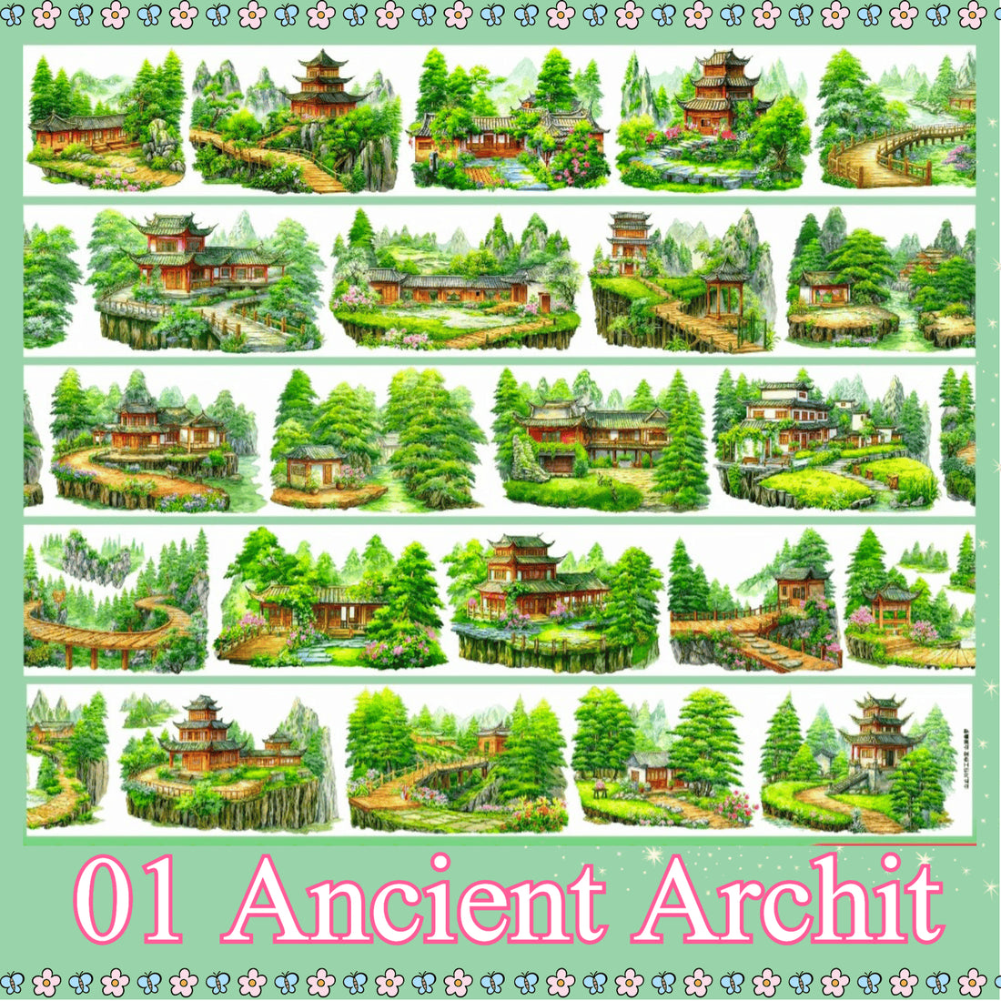 Ancient mountain residence PET tape design