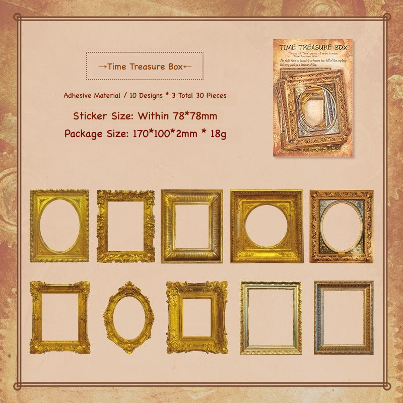 Vintage gold picture frame sticker pack – ornate antique gold frames for memory keeping and journaling