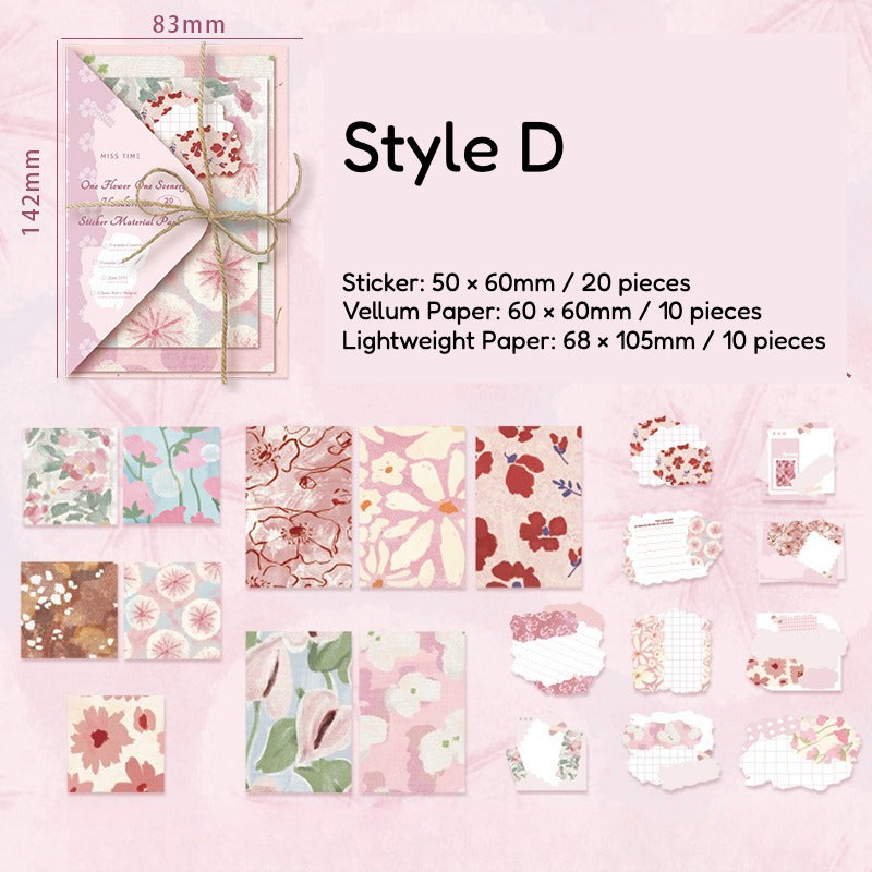 Dreamy floral sticker pack with soft flower and scenery designs