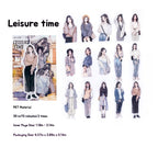 A collection of aesthetic journaling stickers featuring fashionable girls in leisure time outfits, by Shroomi.