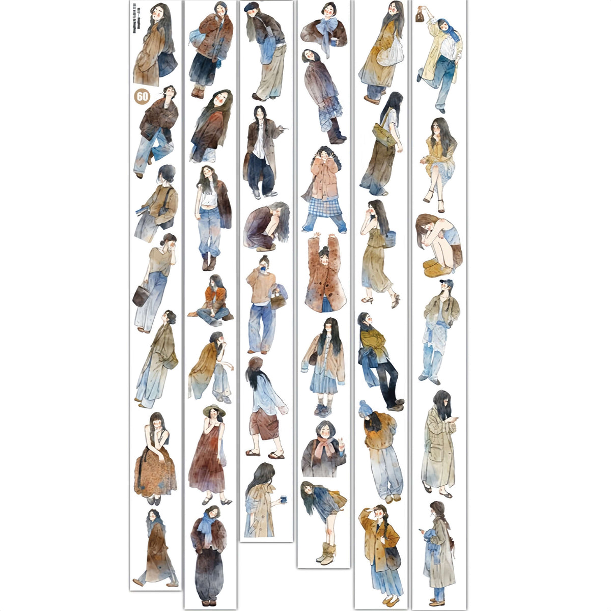 Six strips of mocha fashion girl tape design