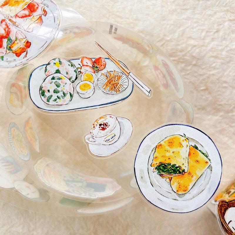 Food Moments PET Tape with illustrated food and everyday dining scenes