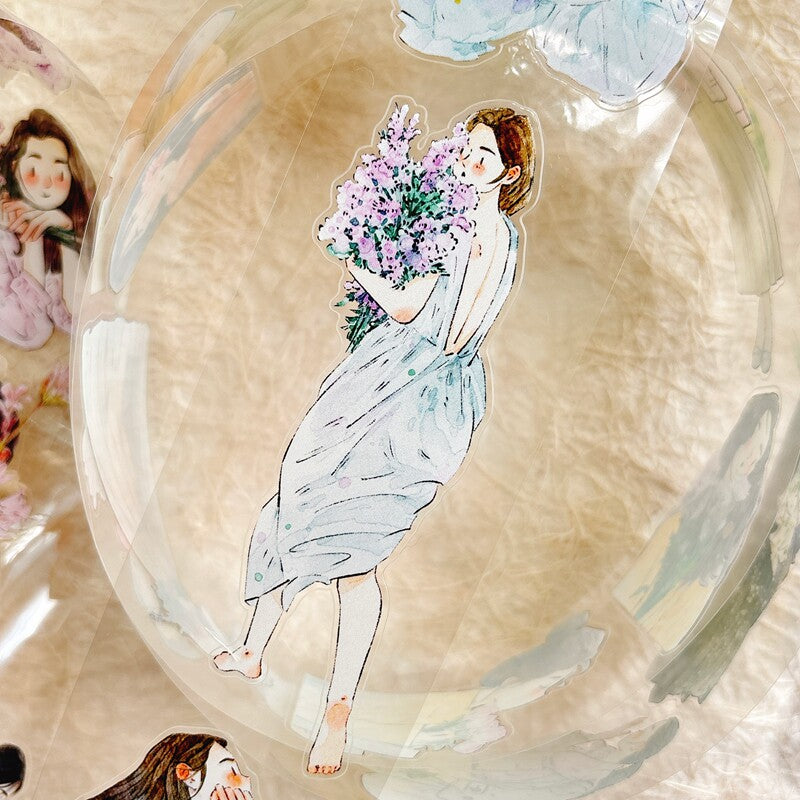 Floral Girls PET Tape with illustrated girls and flowers