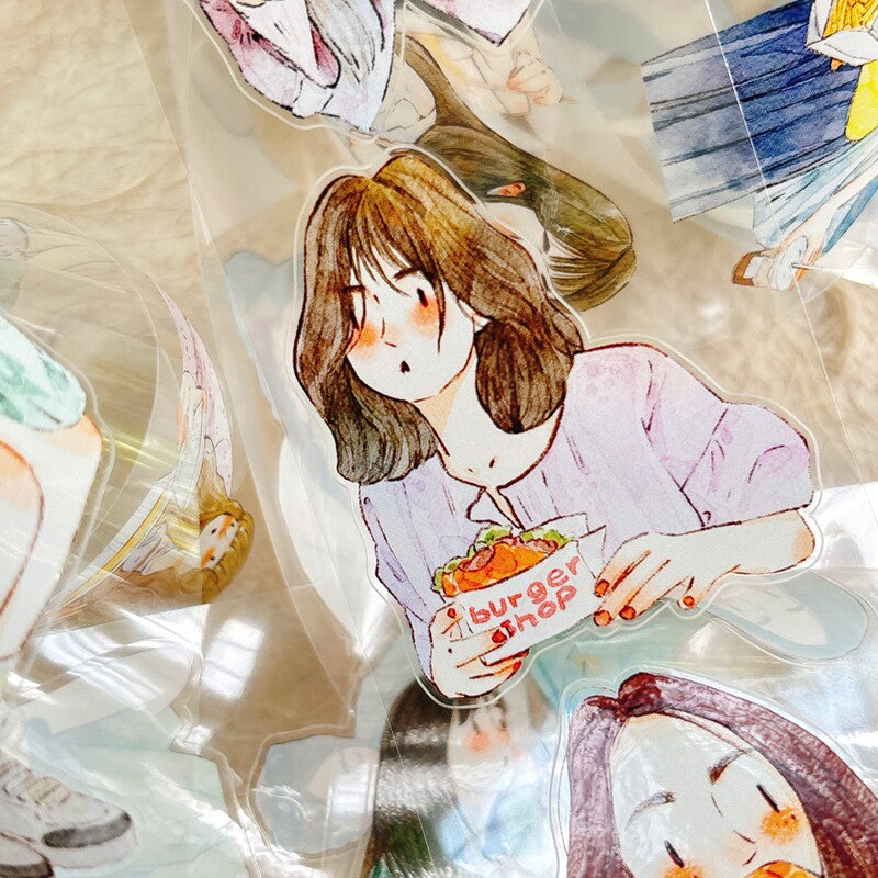 Foodie Girls PET Tape with illustrated girls enjoying food and drinks