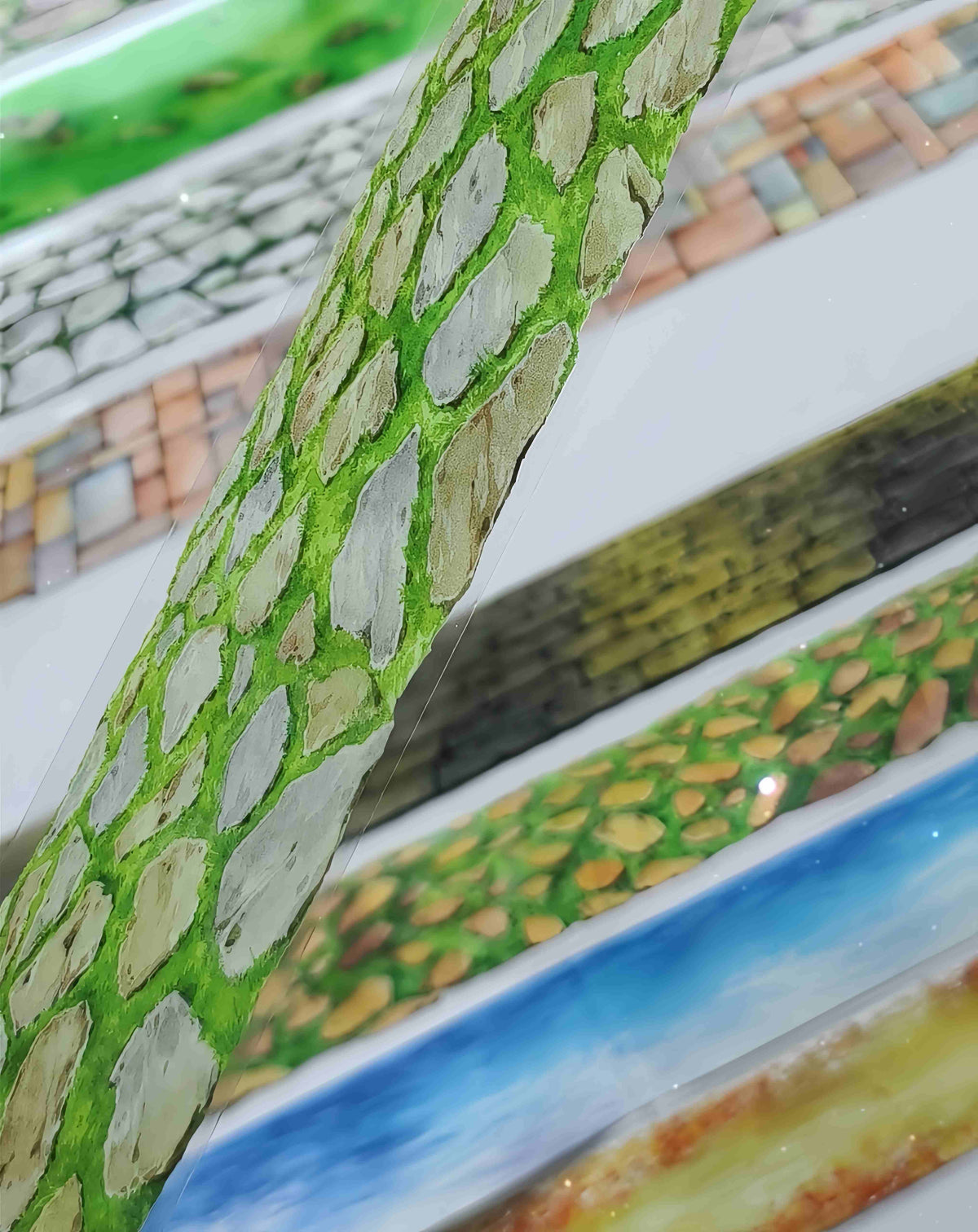 Ground Scenery PET Tape – stone and grass pavement design, one of nine styles in the Ground Scenery collection