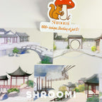 Classic Oriental Garden PET Tape Traditional Oriental Garden PET Tape | Ancient Architecture Washi Tape | Zen Courtyard Decorative Tape