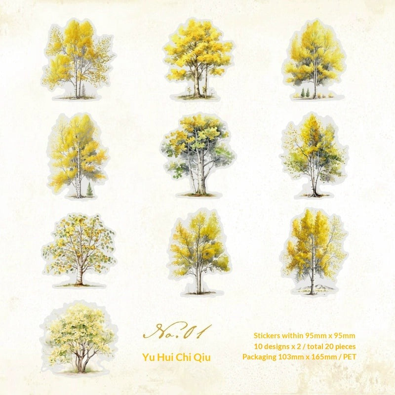 Four Seasons Tree Stickers - Colorful Seasonal Forest | PET Scene Building Journal Decoration Pack