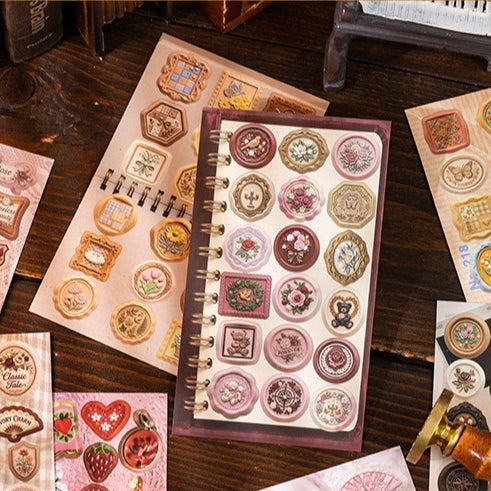 Museum Gallery vintage sticker book with wax seals, labels, portraits, frames, and antique accents - image 5