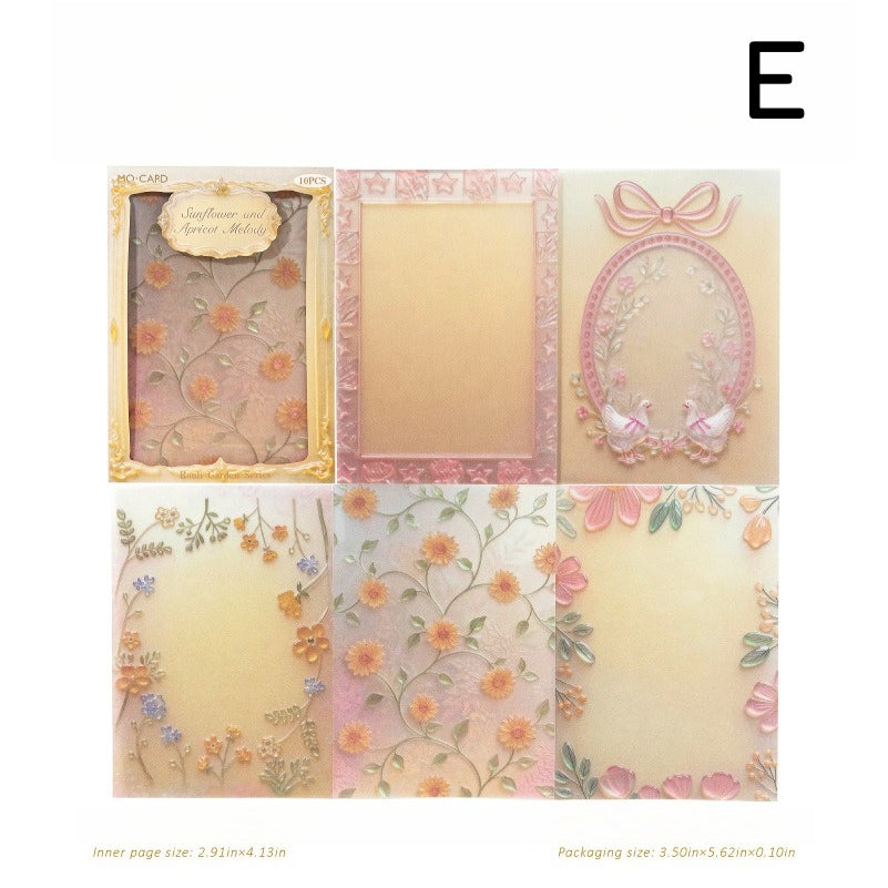Embossed vellum scrapbooking paper with translucent decorative sheets