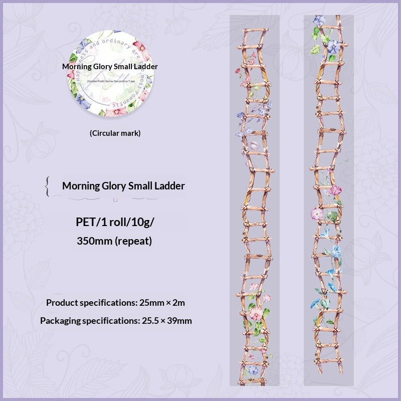 Garden Path Fence Washi Tape - Artistic Vine Ladder Scene | PET Journal Decoration Roll