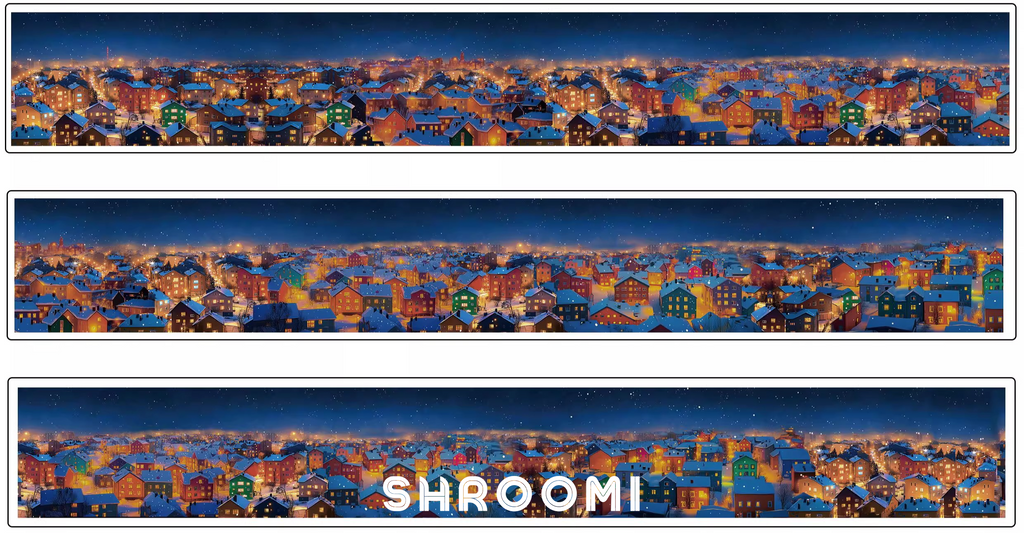 Snowy Night City Background PET Tape