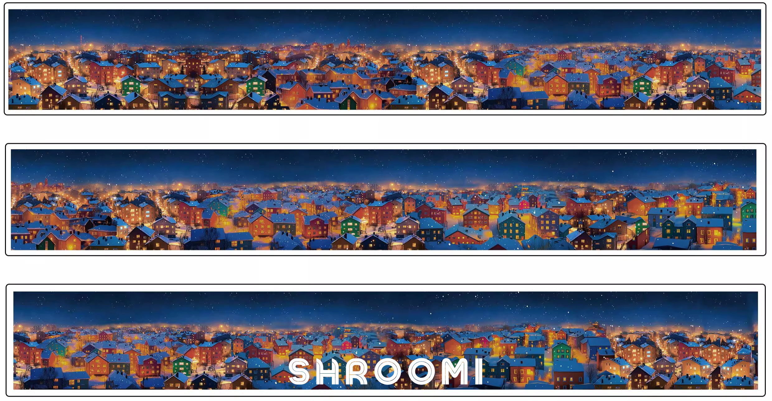 Snowy Night City Background PET Tape