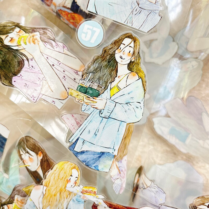 Foodie Girls PET Tape with illustrated girls enjoying food and drinks