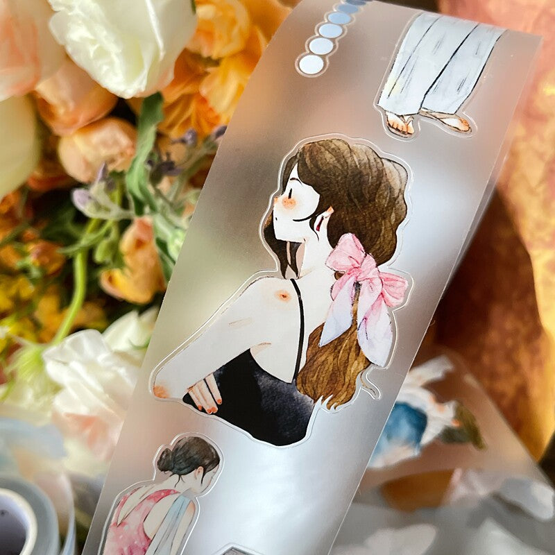Quiet Moments PET Tape with calm illustrated girls