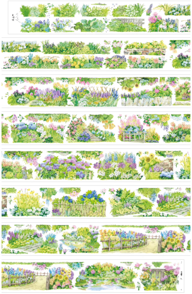 Blooming Mirage PET Scenic Tape Blooming Mirage PET Scenic Tape – Foreground Floral Loop Tape for Journaling, Scrapbooking & DIY Crafts