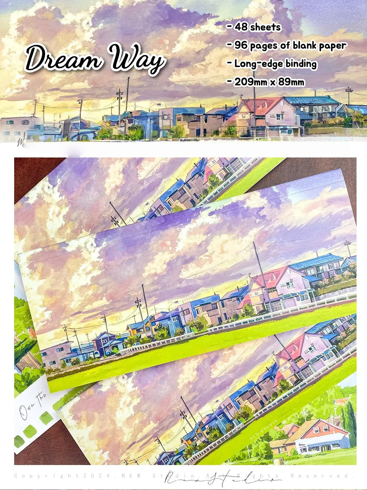 Scenery Crafting Strip Journal/Notebook Scenery Crafting Strip Journal | Long Notebook for Washi Tape