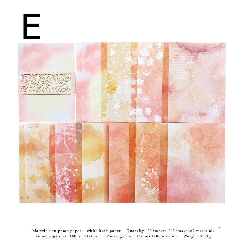 Watercolor wash scrapbooking paper with die-cut lace floral border detail