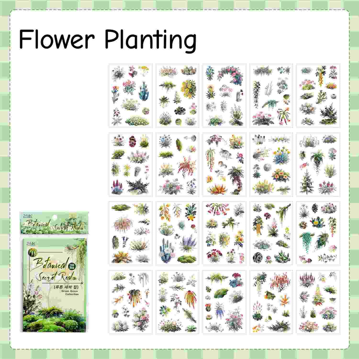 Full set of misty botanical sticker sheet designs