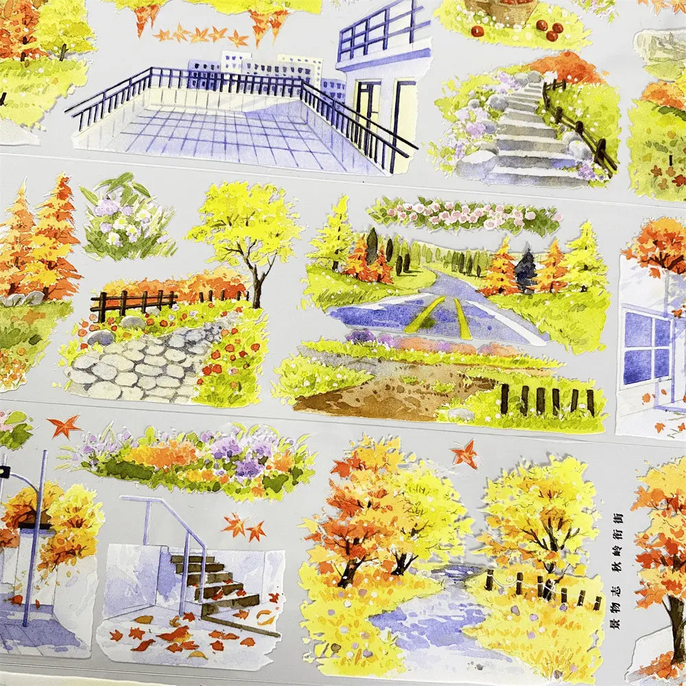 Autumn Street Scene PET Tape Autumn Street Scene PET Tape | Fall Scenery for Journaling