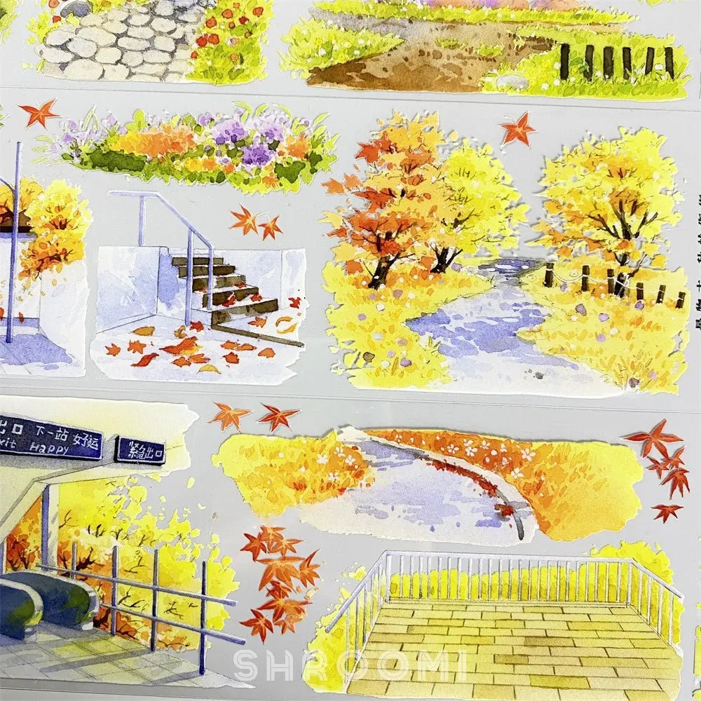 Autumn Street Scene PET Tape Autumn Street Scene PET Tape | Fall Scenery for Journaling