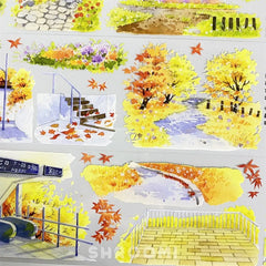 Autumn Street Scene PET Tape Autumn Street Scene PET Tape | Fall Scenery for Journaling