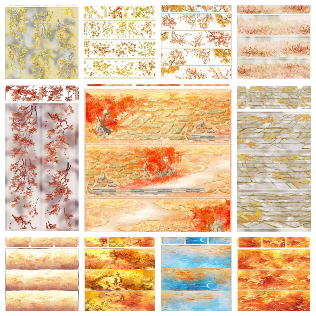 Autumn Collection Vol.1 - 11 Styles (Path, Grass, Leaves & Water) Autumn Collection Vol.1 – PET Tape Set of 11 Styles | Path, Grass, Leaves & Water | Shroomi