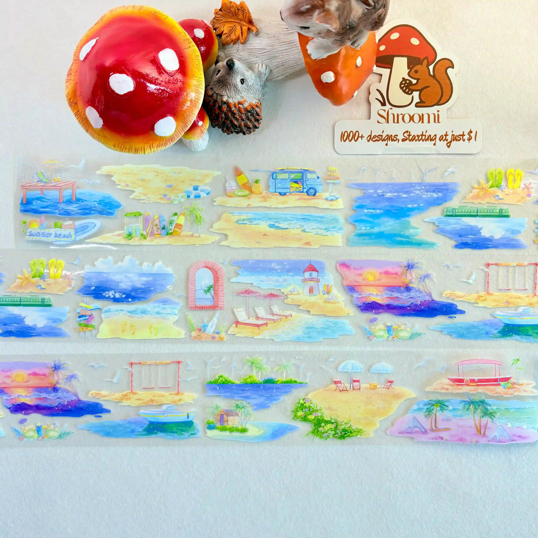 Azure Holiday PET Tape Azure Holiday Shell Gloss PET Tape | Seaside & Beach Scenery