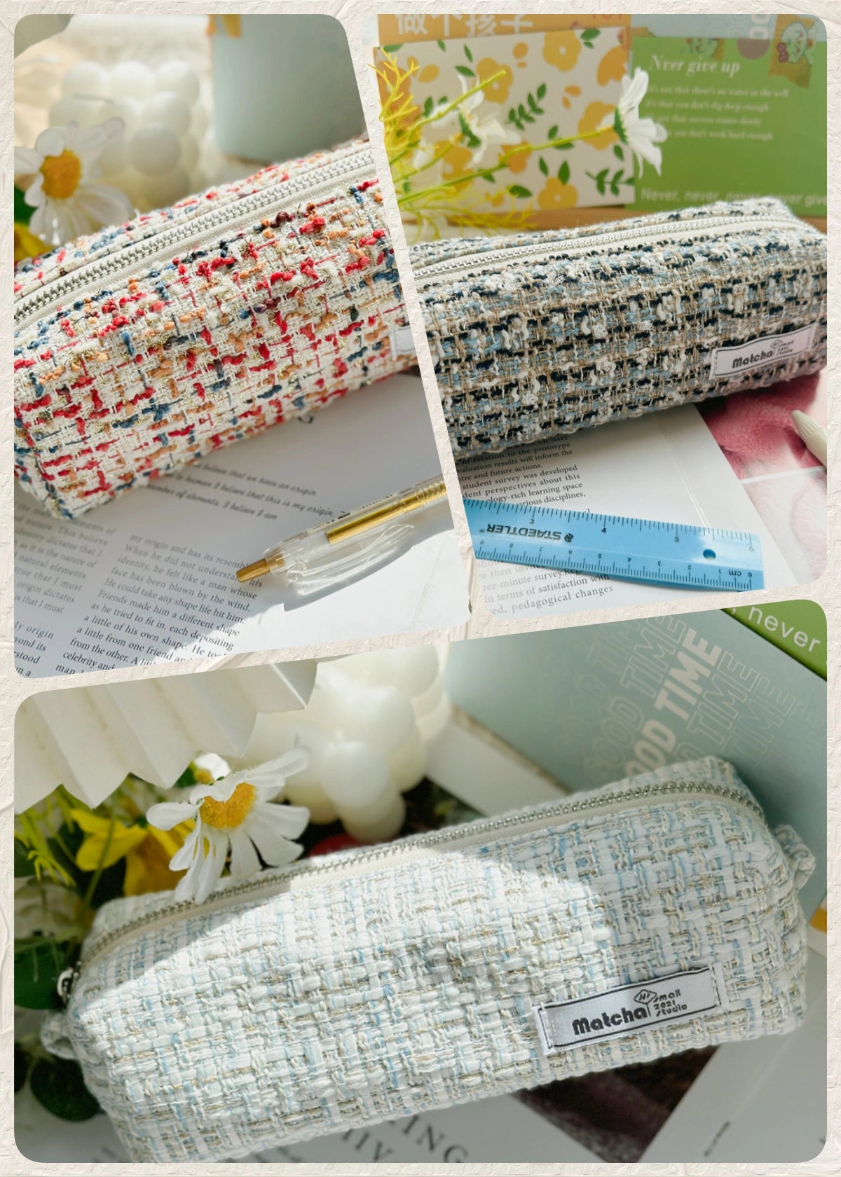 Tweed Pencil Pouch – Elegant Textured Journaling Pen Case Tweed Pencil Pouch – Journaling Pen Case | Elegant Stationery Bag