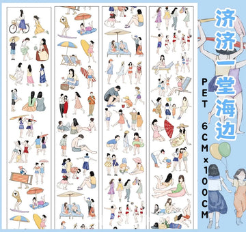 Beach Crowd Characters PET Tape Beach Crowd Character PET Tape | People Stickers for Summer Scenes
