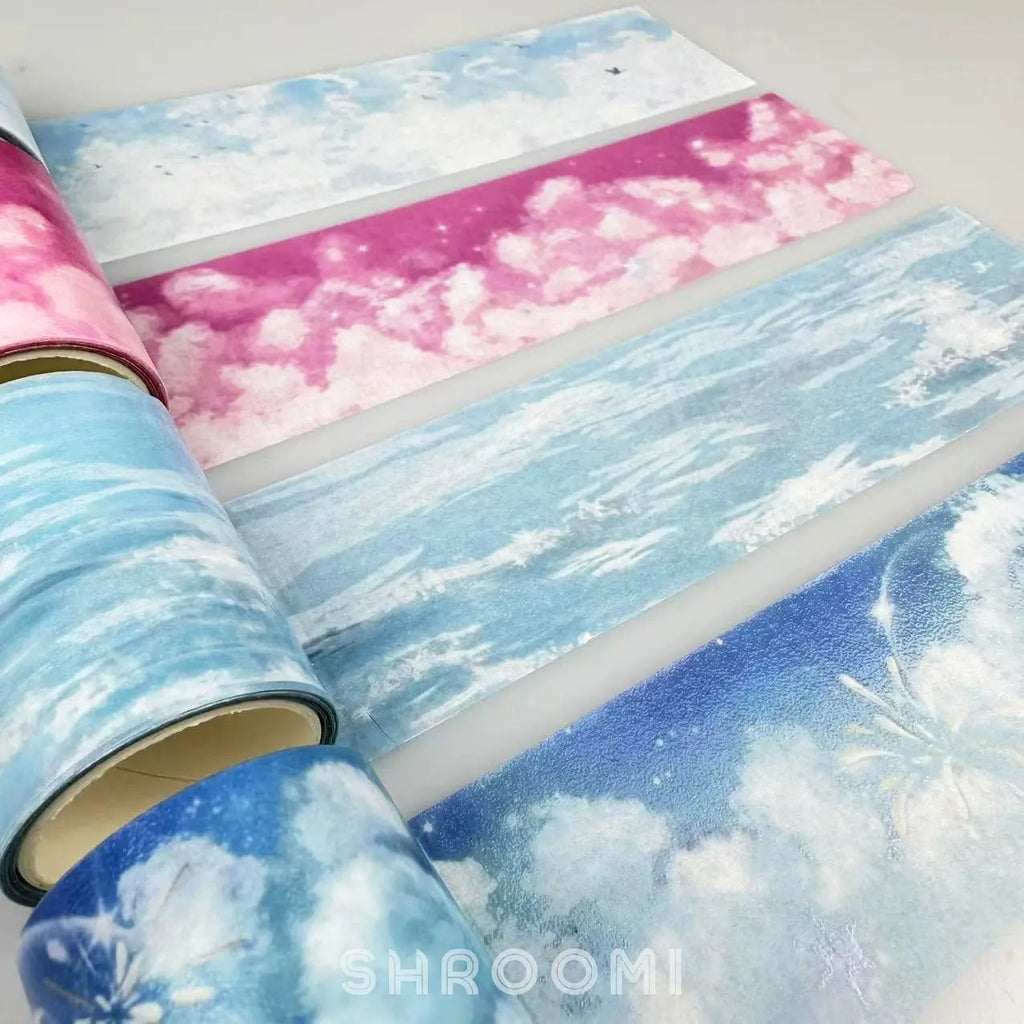Blue Cloudscape Washi Tape – Sky Scenery for Journaling & Scrapbooking - Shroomi