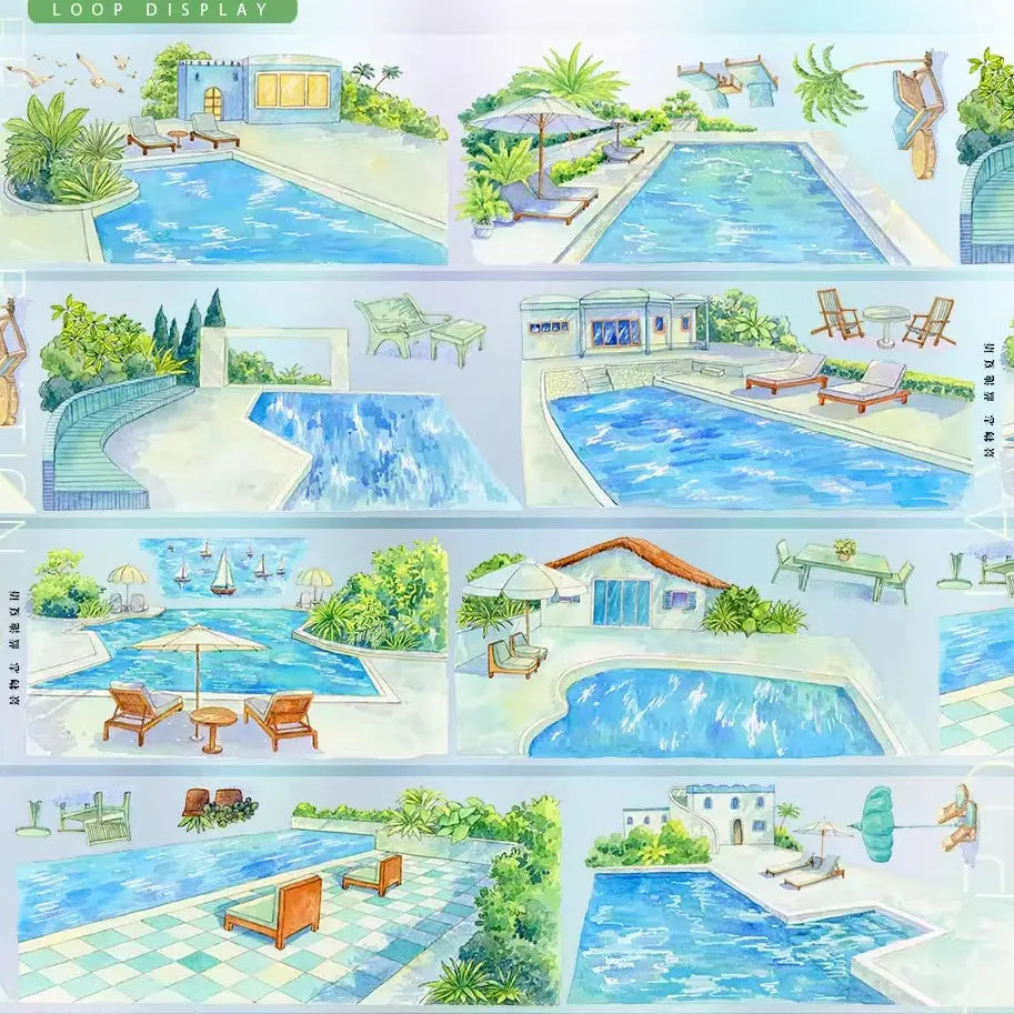 Blue Pool Summer PET Tape JINGWUZHI