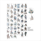 Charming Cozy Couch Time Character PET Tape showcasing stylish figures relaxing on sofas and chairs in modern outfits.