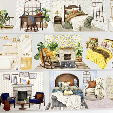 Cozy Interior Scenes 1 PET Tape Cozy Interior Scenes PET Tape | Home Decor Stickers for Crafts