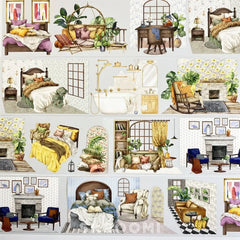 Cozy Interior Scenes 1 PET Tape Cozy Interior Scenes PET Tape | Home Decor Stickers for Crafts