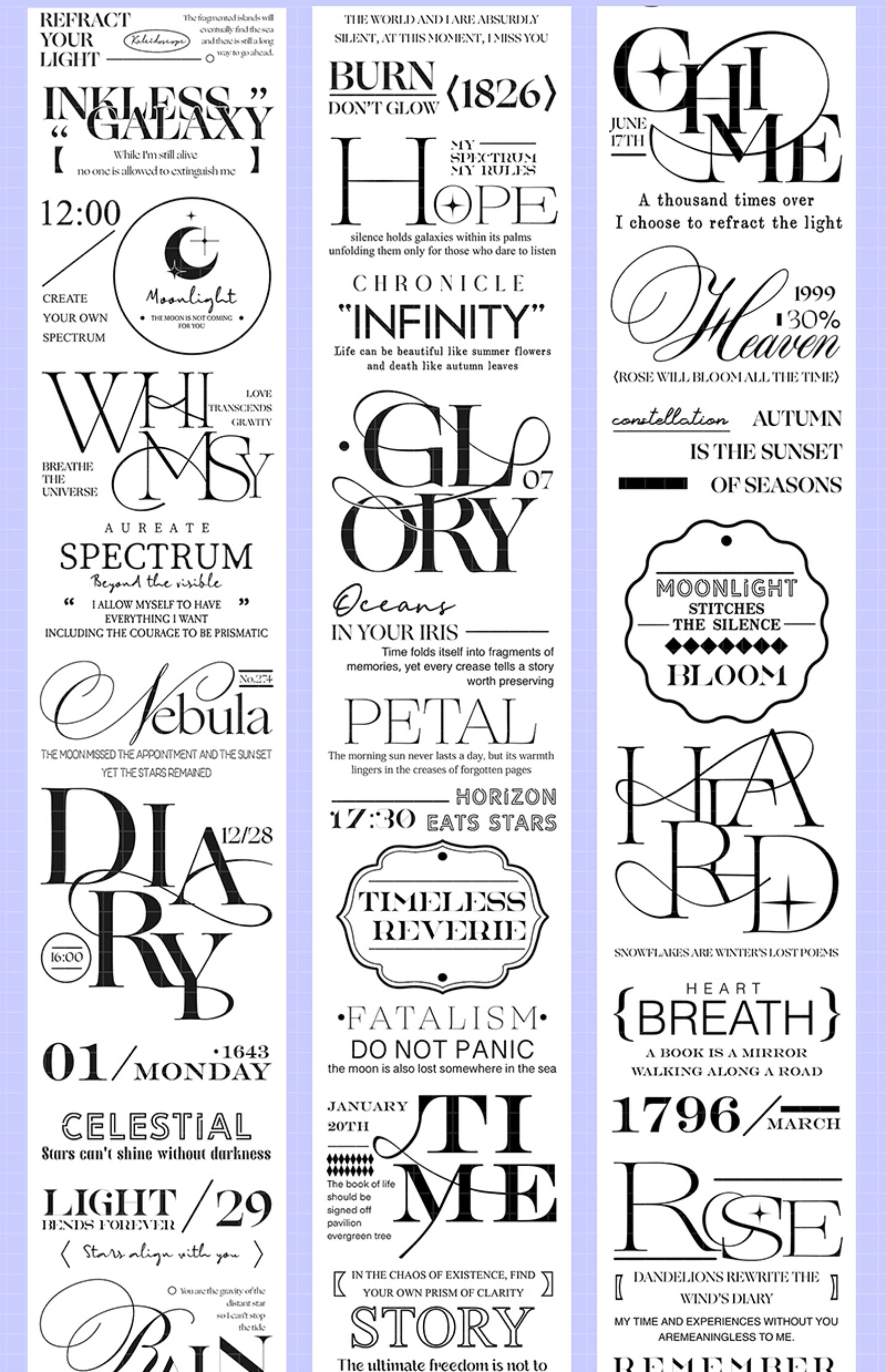 Decorative tape with a collage of vintage-style typography, celestial, and floral elements | Shroomi