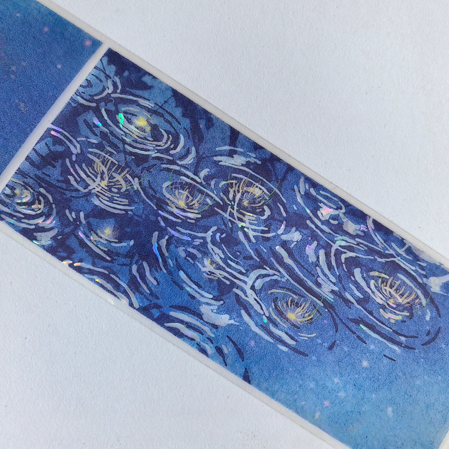 Holographic washi tape with a swirling starry night sky pattern | Shroomi